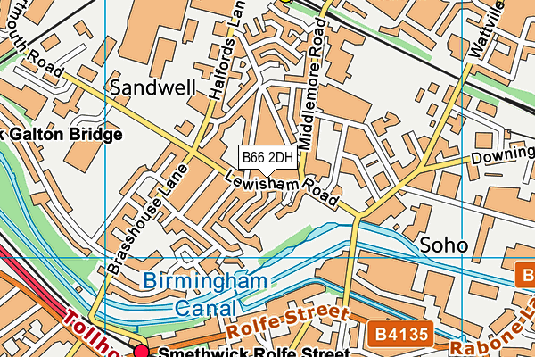 B66 2DH map - OS VectorMap District (Ordnance Survey)