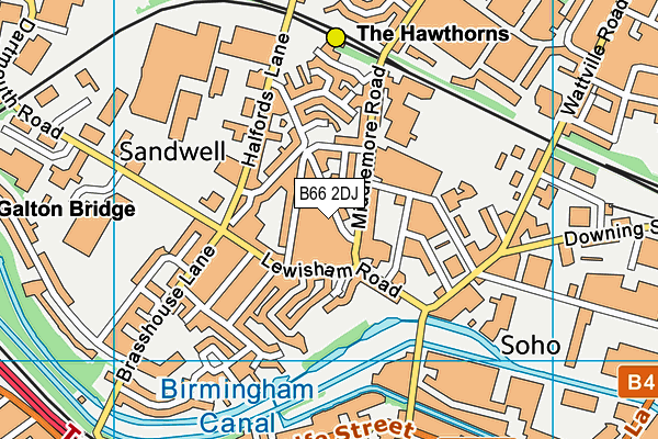 B66 2DJ map - OS VectorMap District (Ordnance Survey)