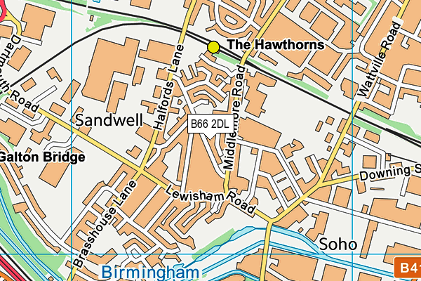 B66 2DL map - OS VectorMap District (Ordnance Survey)