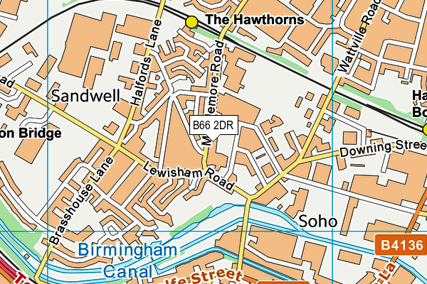 B66 2DR map - OS VectorMap District (Ordnance Survey)