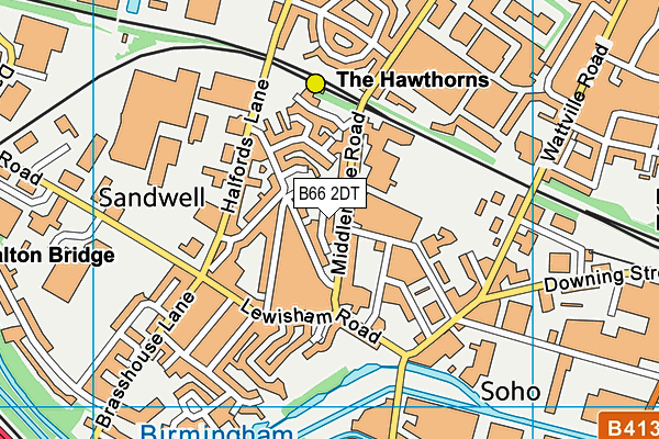 B66 2DT map - OS VectorMap District (Ordnance Survey)