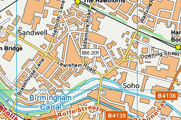 B66 2ER map - OS VectorMap District (Ordnance Survey)