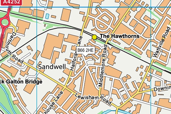 B66 2HE map - OS VectorMap District (Ordnance Survey)