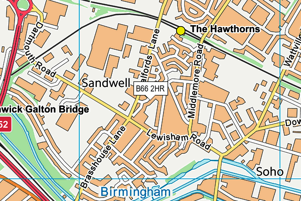 B66 2HR map - OS VectorMap District (Ordnance Survey)