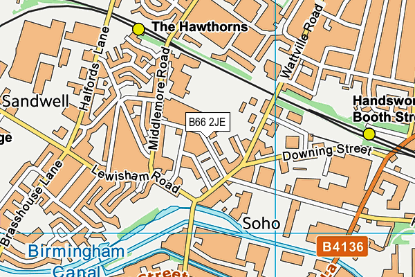 B66 2JE map - OS VectorMap District (Ordnance Survey)