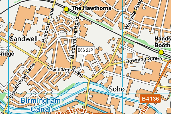 B66 2JP map - OS VectorMap District (Ordnance Survey)