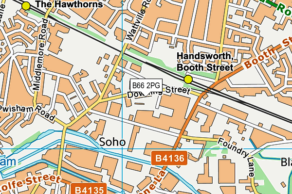 B66 2PG map - OS VectorMap District (Ordnance Survey)