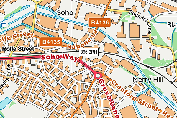 B66 2RH map - OS VectorMap District (Ordnance Survey)