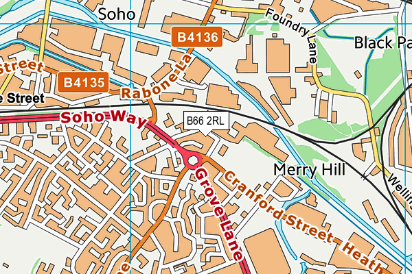 B66 2RL map - OS VectorMap District (Ordnance Survey)