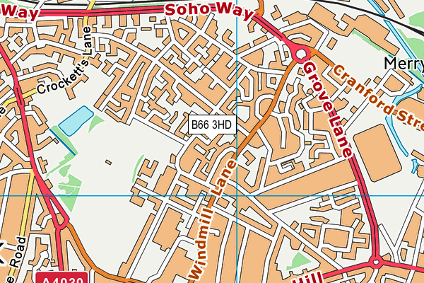 B66 3HD map - OS VectorMap District (Ordnance Survey)