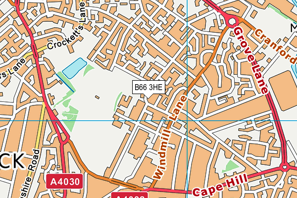 B66 3HE map - OS VectorMap District (Ordnance Survey)