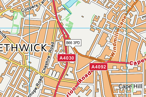 Victoria Park (Smethwick) map (B66 3PD) - OS VectorMap District (Ordnance Survey)