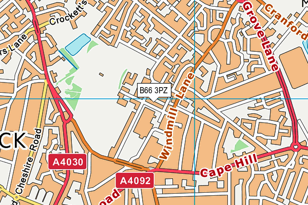 B66 3PZ map - OS VectorMap District (Ordnance Survey)