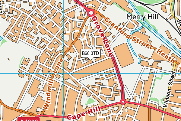 B66 3TD map - OS VectorMap District (Ordnance Survey)