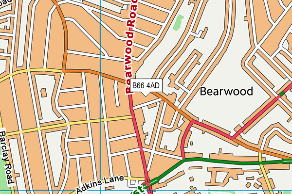 B66 4AD map - OS VectorMap District (Ordnance Survey)