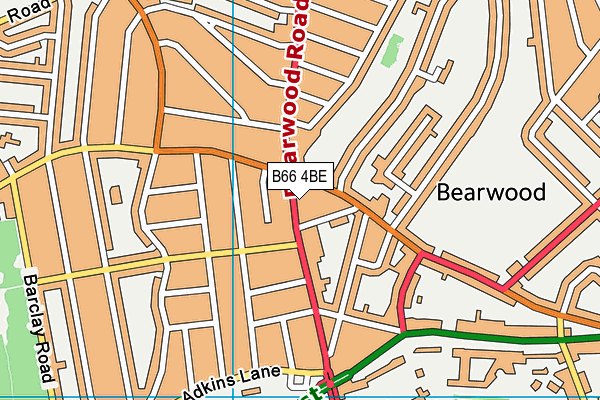 B66 4BE map - OS VectorMap District (Ordnance Survey)