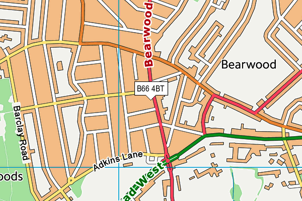 B66 4BT map - OS VectorMap District (Ordnance Survey)