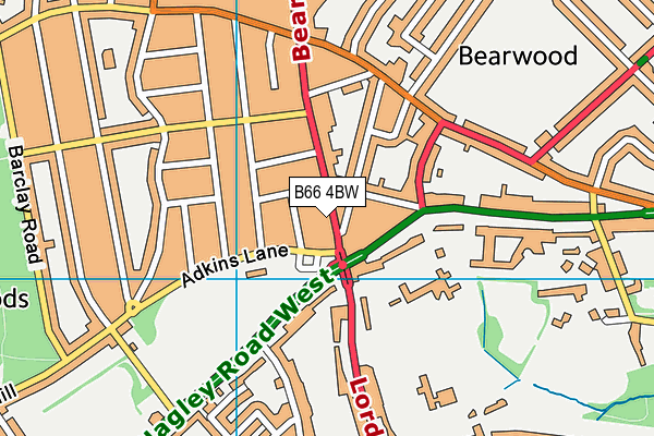 B66 4BW map - OS VectorMap District (Ordnance Survey)