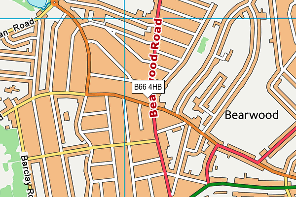 Bearwood Primary School map (B66 4HB) - OS VectorMap District (Ordnance Survey)