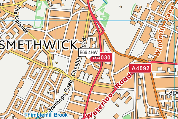 B66 4HW map - OS VectorMap District (Ordnance Survey)