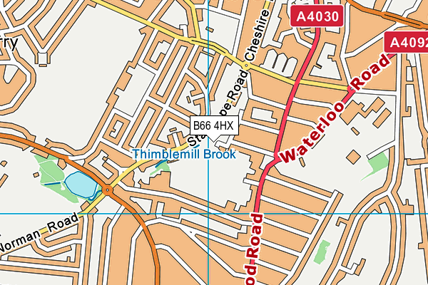 B66 4HX map - OS VectorMap District (Ordnance Survey)