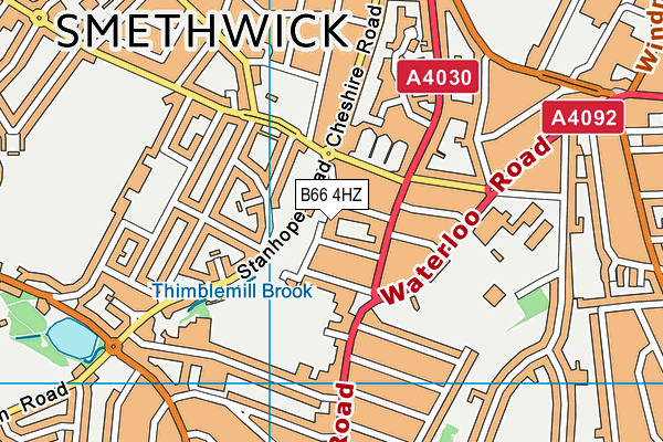 B66 4HZ map - OS VectorMap District (Ordnance Survey)