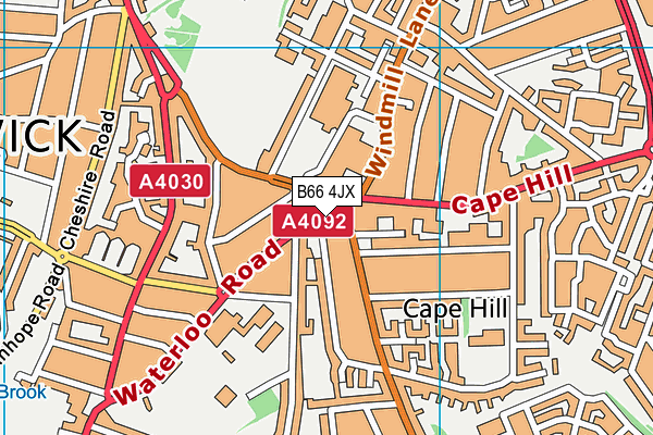 B66 4JX map - OS VectorMap District (Ordnance Survey)