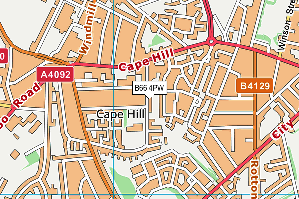 B66 4PW map - OS VectorMap District (Ordnance Survey)