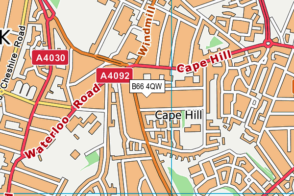 B66 4QW map - OS VectorMap District (Ordnance Survey)