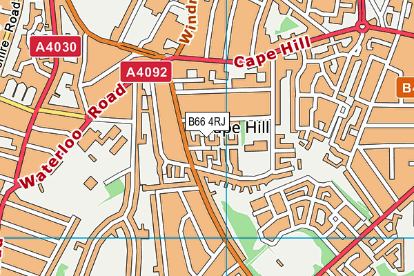 B66 4RJ map - OS VectorMap District (Ordnance Survey)