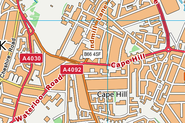 B66 4SF map - OS VectorMap District (Ordnance Survey)