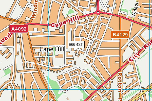 B66 4ST map - OS VectorMap District (Ordnance Survey)