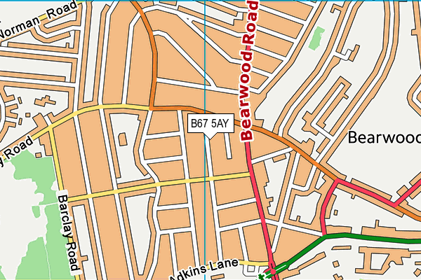 B67 5AY map - OS VectorMap District (Ordnance Survey)
