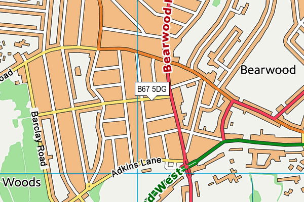B67 5DG map - OS VectorMap District (Ordnance Survey)