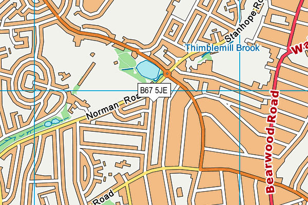 B67 5JE map - OS VectorMap District (Ordnance Survey)