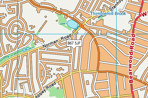 B67 5JF map - OS VectorMap District (Ordnance Survey)
