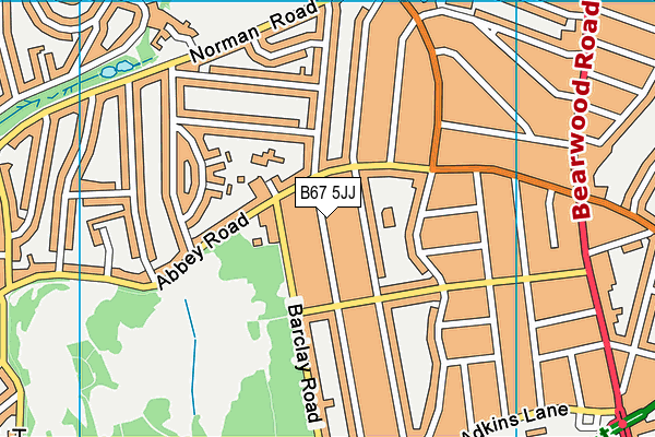 B67 5JJ map - OS VectorMap District (Ordnance Survey)