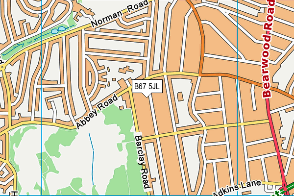 B67 5JL map - OS VectorMap District (Ordnance Survey)