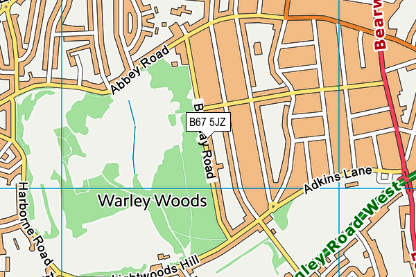 B67 5JZ map - OS VectorMap District (Ordnance Survey)