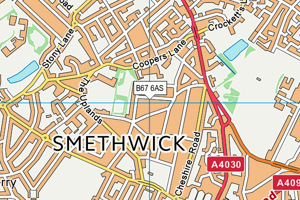 B67 6AS map - OS VectorMap District (Ordnance Survey)