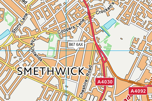 B67 6AX map - OS VectorMap District (Ordnance Survey)