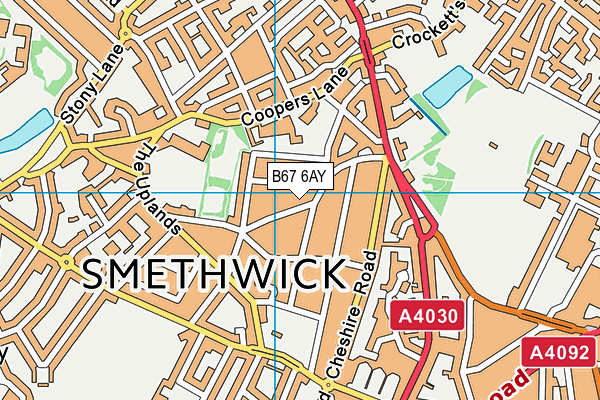 B67 6AY map - OS VectorMap District (Ordnance Survey)