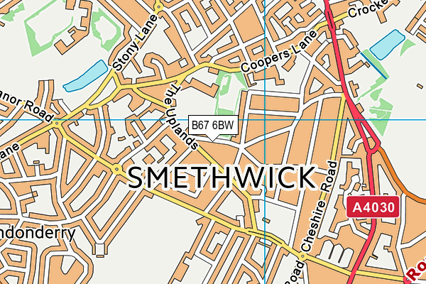 B67 6BW map - OS VectorMap District (Ordnance Survey)