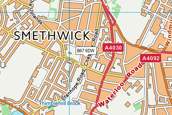 B67 6DW map - OS VectorMap District (Ordnance Survey)