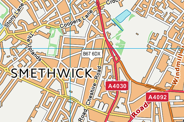 B67 6DX map - OS VectorMap District (Ordnance Survey)