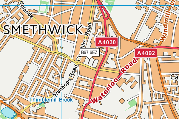 B67 6EZ map - OS VectorMap District (Ordnance Survey)