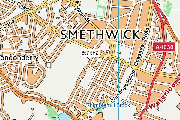 B67 6HZ map - OS VectorMap District (Ordnance Survey)