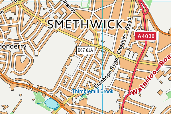 B67 6JA map - OS VectorMap District (Ordnance Survey)