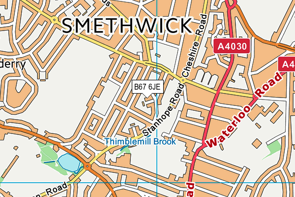 B67 6JE map - OS VectorMap District (Ordnance Survey)