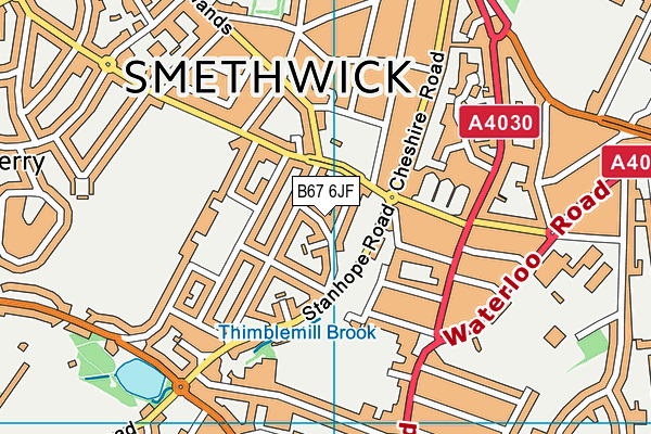 B67 6JF map - OS VectorMap District (Ordnance Survey)